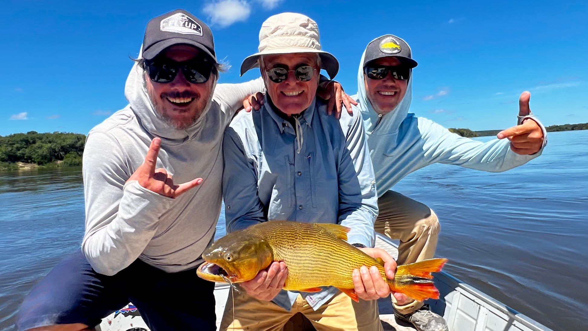 Three anglers on the Río Negro